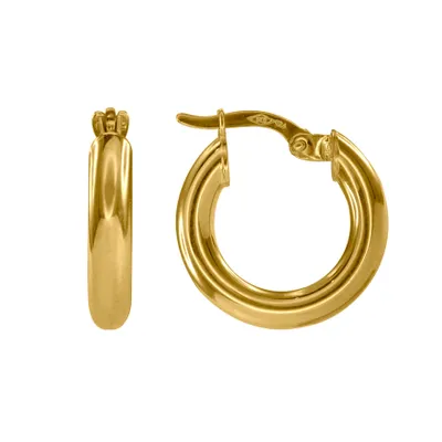 3x10mm Polished Tube Hoop Earrings in 10K Yellow Gold