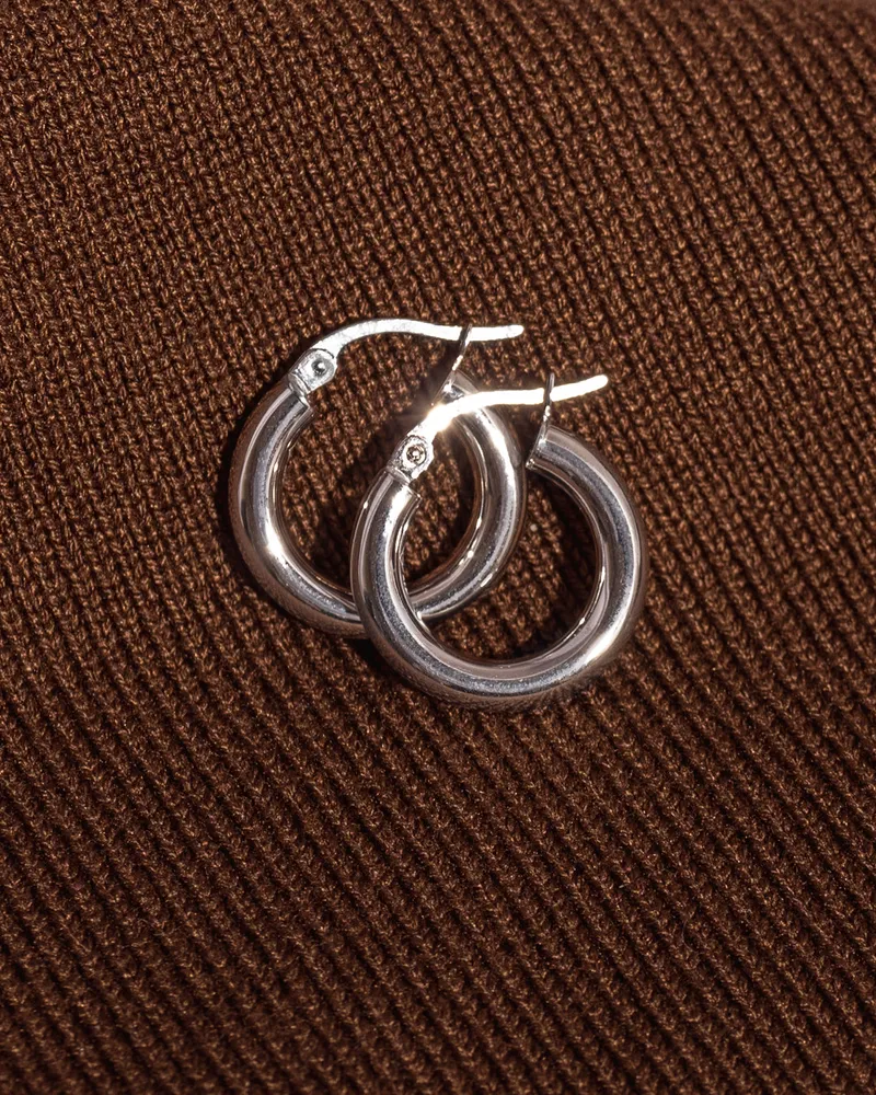 3x10mm Polished Tube Hoop Earrings in 10K White Gold