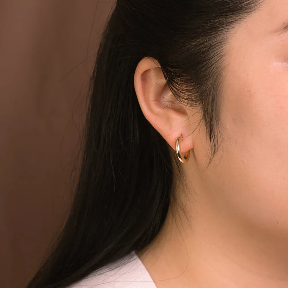 3x10mm Polished Tube Hoop Earrings in 10K Yellow Gold