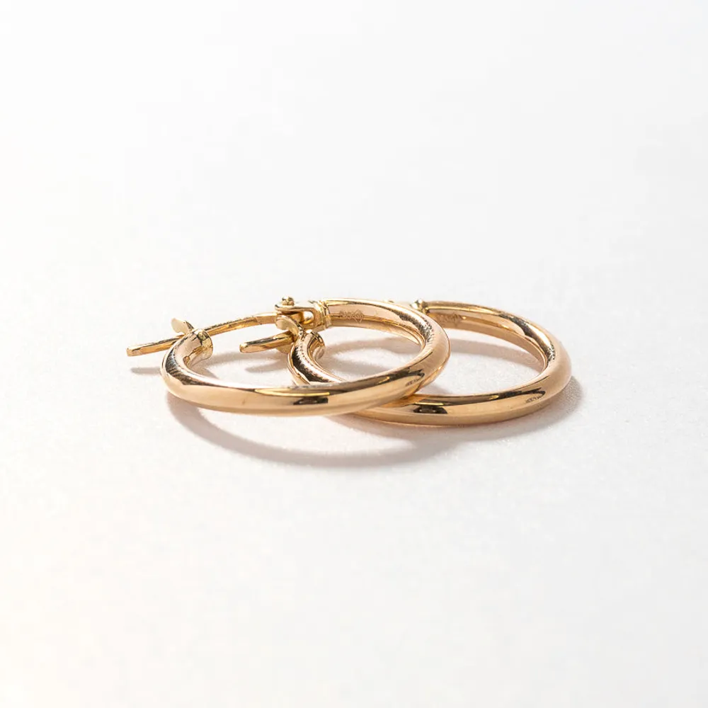 Round Tube Hoop Earrings in 14K Yellow Gold