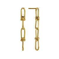 Beaded Quad Link Earrings in 10K Yellow Gold