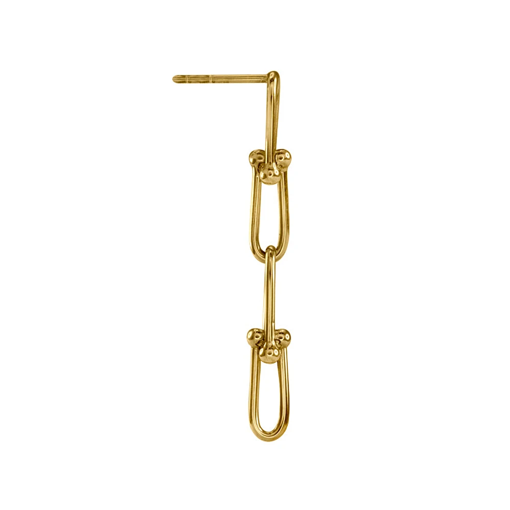 Beaded Quad Link Earrings in 10K Yellow Gold