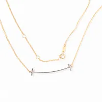 Curved T-Bar Pendant Necklace in 10K Yellow and White Gold