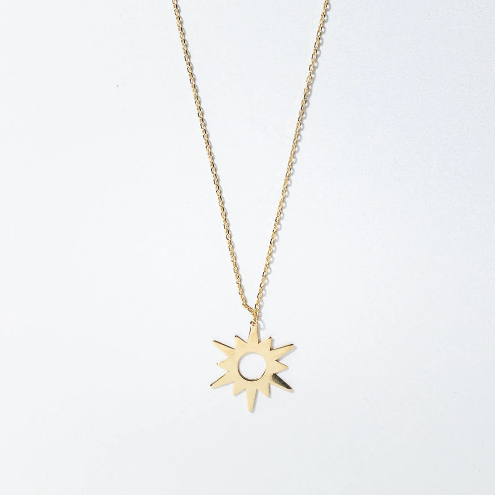 Sun Pendant Necklace in 10K Yellow Gold