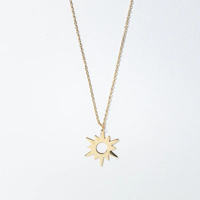 Sun Pendant Necklace in 10K Yellow Gold