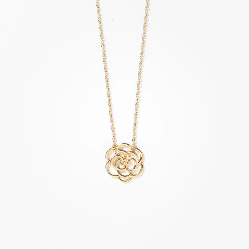 Rose Necklace in 10K Yellow Gold
