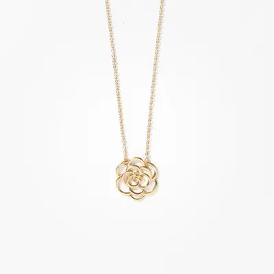 Rose Necklace in 10K Yellow Gold