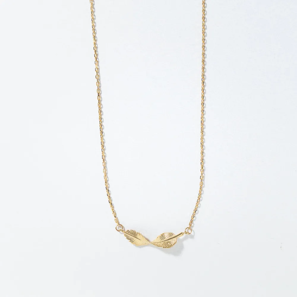 Twisted Leaf Pendant Necklace in 10K Yellow Gold