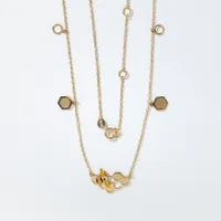 Honeycomb and Bee Pendant Necklace in 10K Yellow Gold