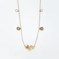 Honeycomb and Bee Pendant Necklace in 10K Yellow Gold