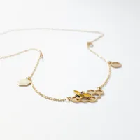 Honeycomb and Bee Pendant Necklace in 10K Yellow Gold