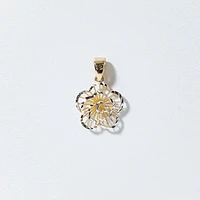 Rose Pendant in 10K Yellow and White Gold