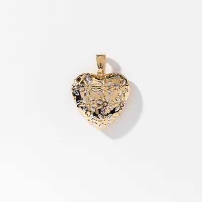 Puffed Heart Pendant in 10K Yellow Gold