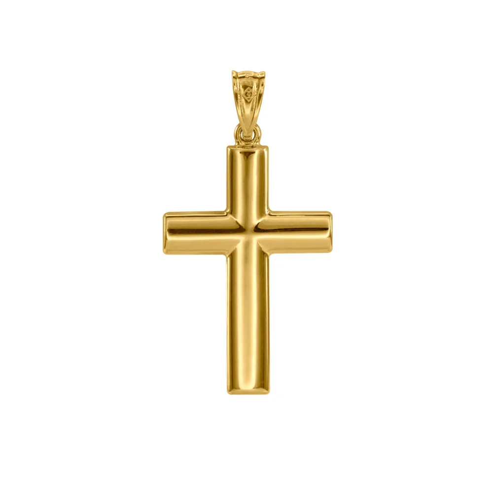 Diamond Cut Cross Pendant in 10K Yellow Gold