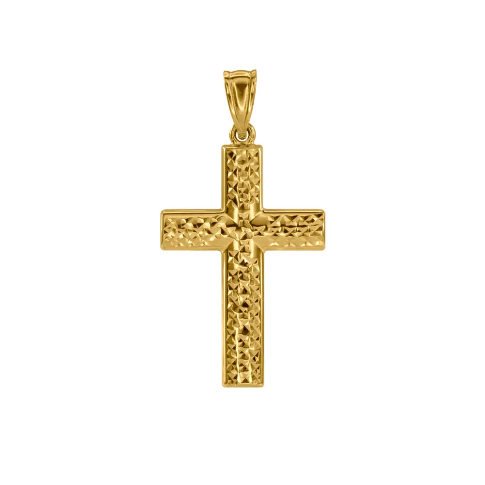 Diamond Cut Cross Pendant in 10K Yellow Gold