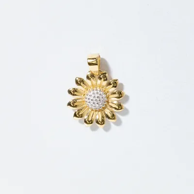 Sunflower Pendant in 10K Yellow and White Gold