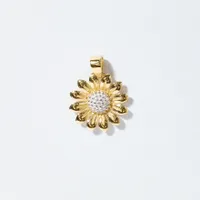 Sunflower Pendant in 10K Yellow and White Gold