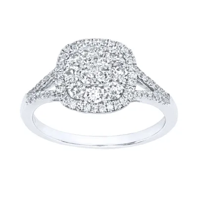 Diamond Cluster Statement Ring 14K White Gold (0.62ct tw)