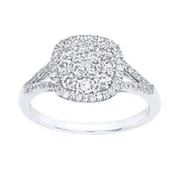 Diamond Cluster Statement Ring 14K White Gold (0.62ct tw)