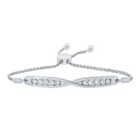 10K White Gold Diamond Bolo Bracelet (0.07 ct tw)