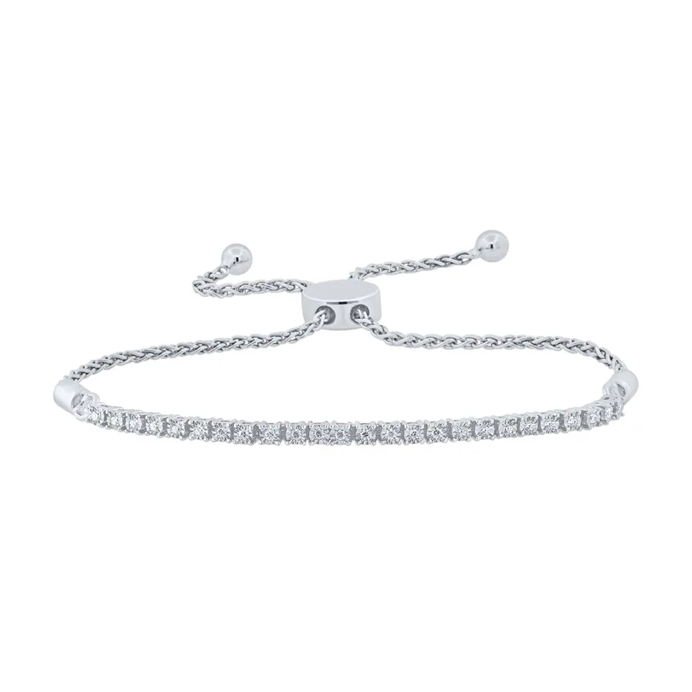 Diamond Bolo Bracelet in 10K White Gold (0.20 ct tw)