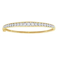 10K Yellow and White Gold Channel Set Diamond Bangle Bracelet (1.25 ct