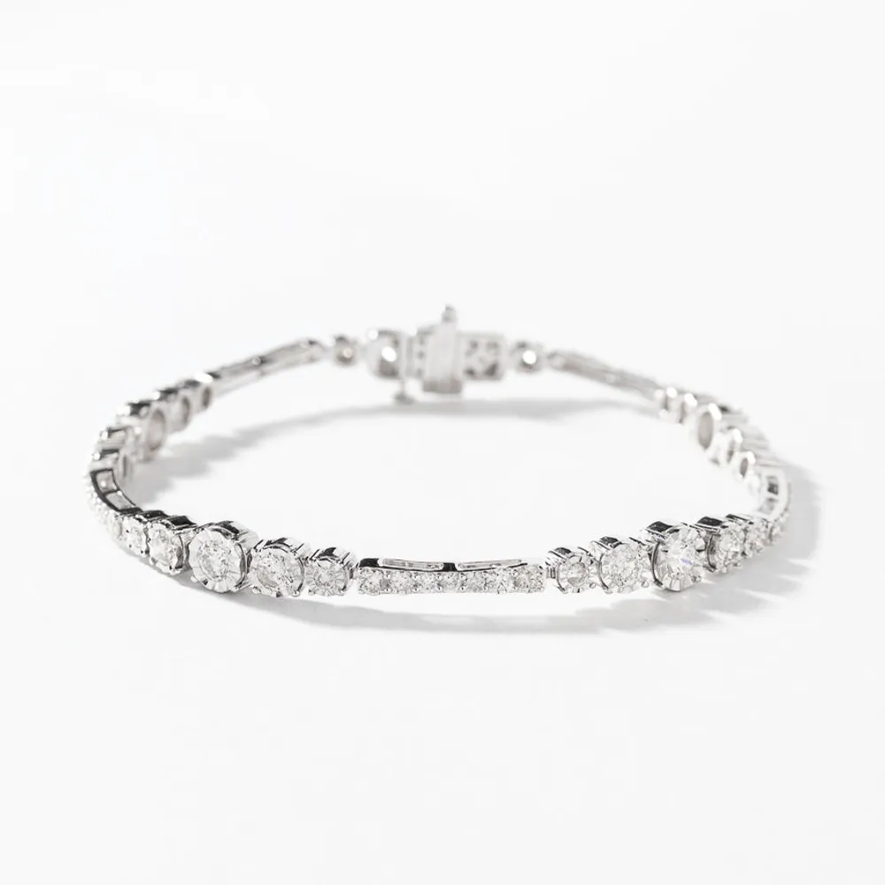 Diamond Link Bracelet in 10K White Gold (3.00 ct tw)