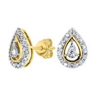 Pear Shape Diamond Halo Stud Earrings in 10K Gold (0.20 ct tw