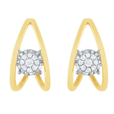 10K Yellow and White Gold Diamond Hook Earrings (0.20 ct tw)