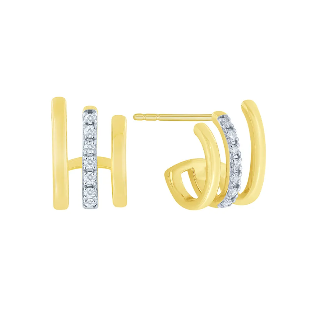 Hook Stud Diamond Earrings in 10K Yellow Gold (0.08 ct tw)