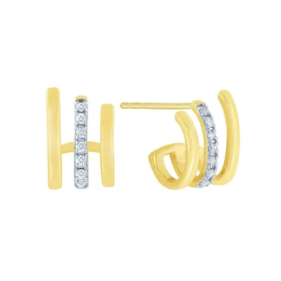 Hook Stud Diamond Earrings in 10K Yellow Gold (0.08 ct tw)