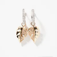 Diamond Leaf Drop Earrings In 10K Yellow and White Gold (0.38 ct tw)