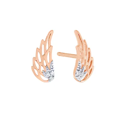 Angel Wing Diamond Earrings in 10K Rose Gold (0.03ct tw)