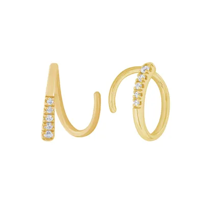 10K Yellow Gold Swirl Diamond Earrings (0.06 ct tw)