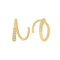 10K Yellow Gold Swirl Diamond Earrings (0.06 ct tw)