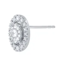 -Grace- Oval Shaped Diamond Cluster Stud Earrings in 10K White Gold (0