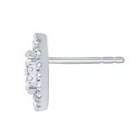 -Grace- Oval Shaped Diamond Cluster Stud Earrings in 10K White Gold (0