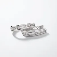 Channel Set J Hoop Earrings in 10K White Gold (1.50 ct tw)