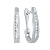 Channel-Set Diamond J-Hoop Earrings in 10K White Gold ( ct tw