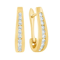 Channel-Set Diamond J-Hoop Earrings in 10K Yellow Gold ( ct tw