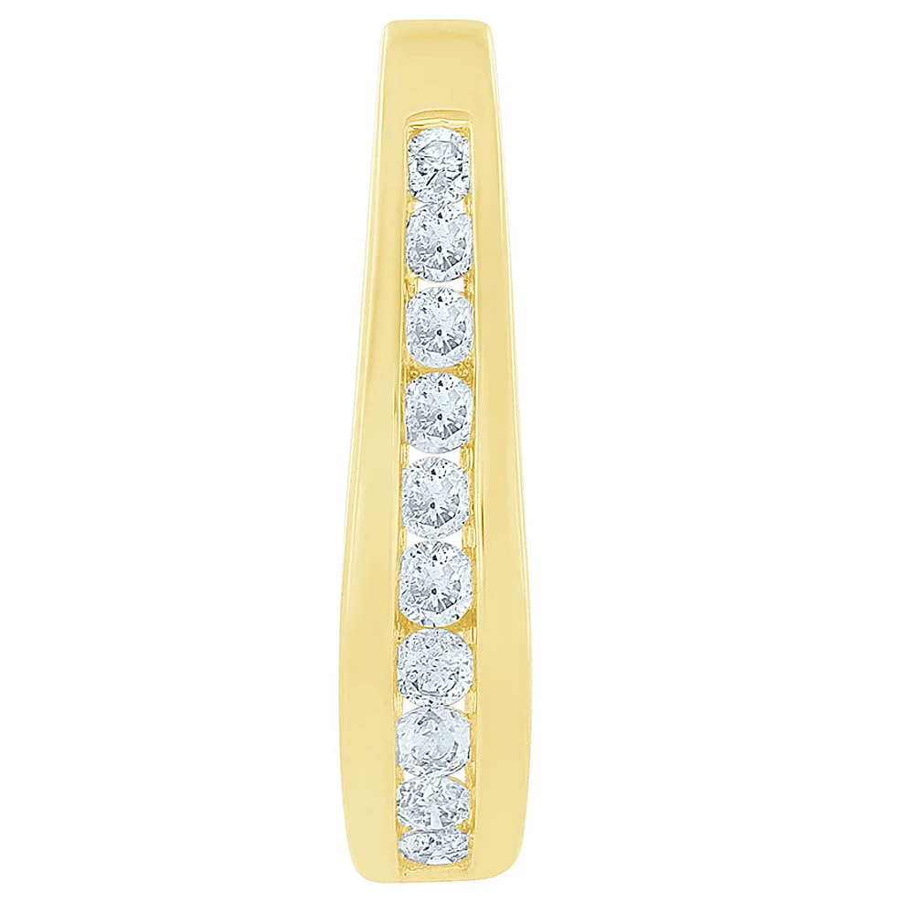 Channel-Set Diamond J-Hoop Earrings in 10K Yellow Gold ( ct tw