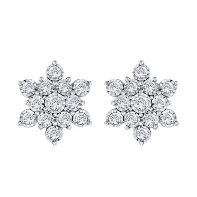 10K White Gold Diamond Cluster Star Stud Earrings (0.75 ct tw)