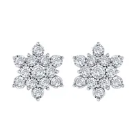 10K White Gold Diamond Cluster Star Stud Earrings (0.75 ct tw)