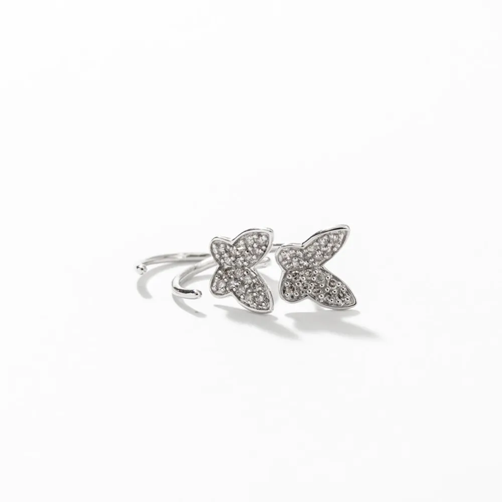 Diamond Butterfly Earrings in 10K White Gold ( ct tw