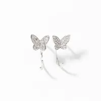 Diamond Butterfly Earrings in 10K White Gold ( ct tw