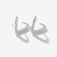 “V” Shaped Hook Diamond Earrings in 10K White Gold (0.10 ct tw)