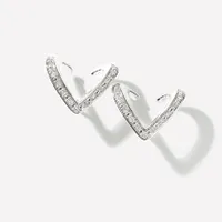 “V” Shaped Hook Diamond Earrings in 10K White Gold (0.10 ct tw)