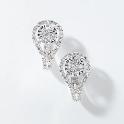 Diamond Cluster Earrings in 10K White Gold (0.63 ct tw)