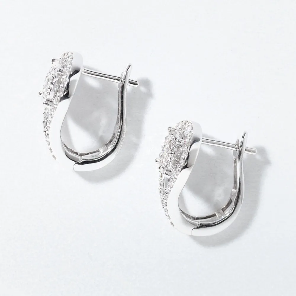 Diamond Cluster Earrings in 10K White Gold (0.63 ct tw)