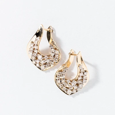 Diamond Cluster Earrings in 10K Yellow and White Gold (1.00 ct tw)